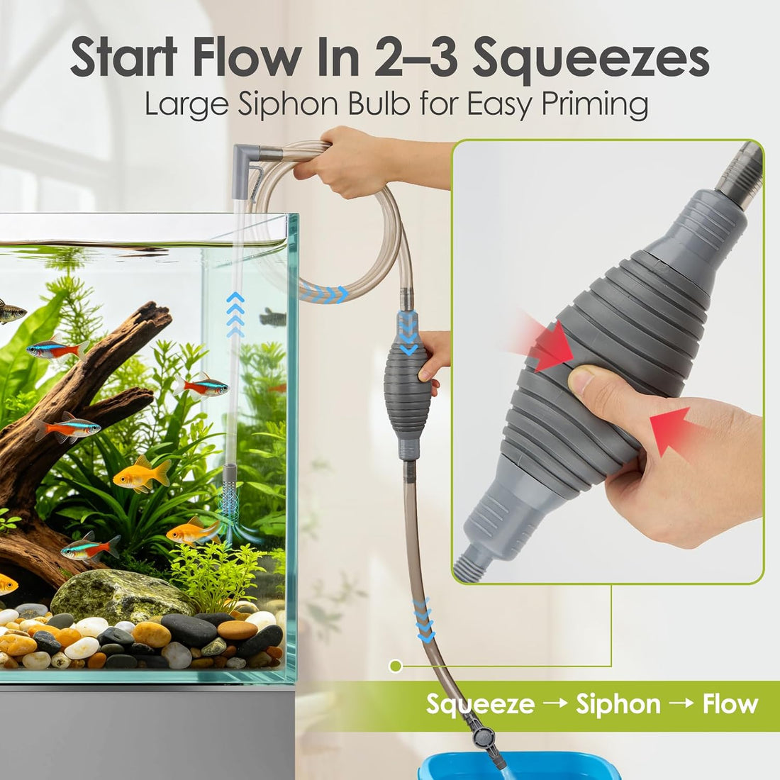 Aquarium Gravel Cleaner Manual Fish Tank Siphon & Water Changer