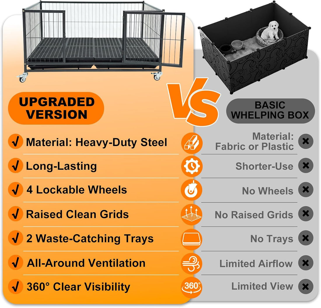 Homey Pet 43" Whelping Box for Dogs and Puppies, Easy Puppy Care