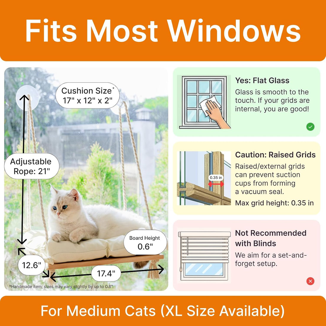 Cat Window Perch with Industrial-Grade Suction Cups