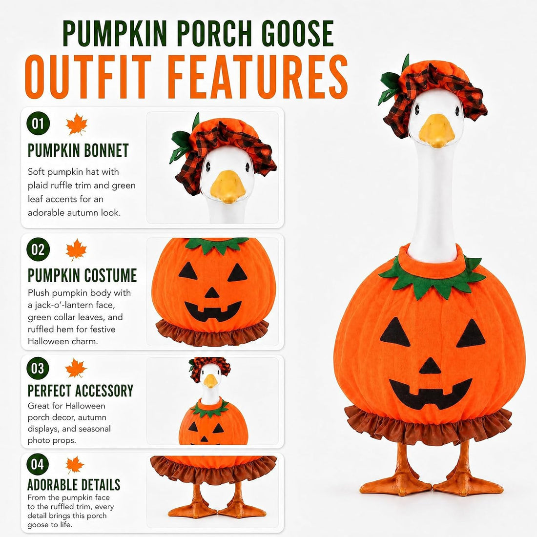 Halloween Witch Porch Goose Outfit With Hat Cape for 23'' Goose