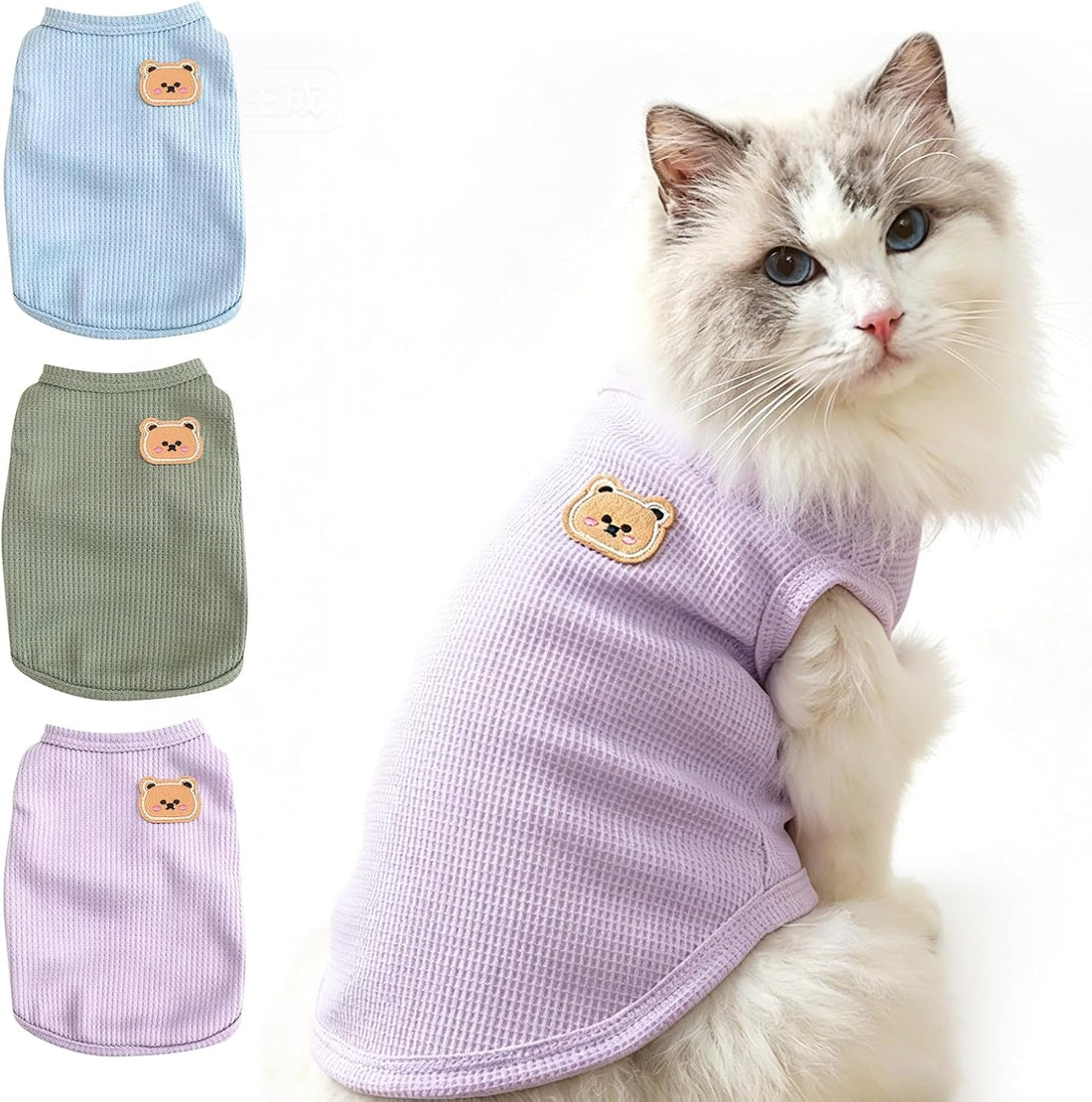 Waffle Knit Cat T Shirt, Puppy Shirt for Sphynx Cats, Pet Clothes