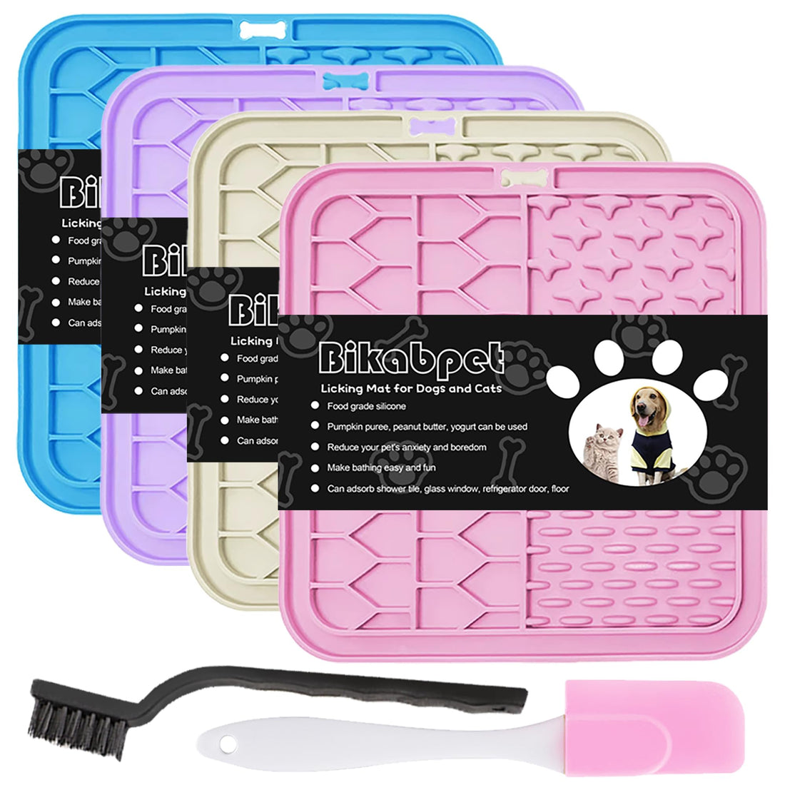 Bikabpet Lick Mat for Dogs and Cats,Cat Licking Pad with Suction Cups