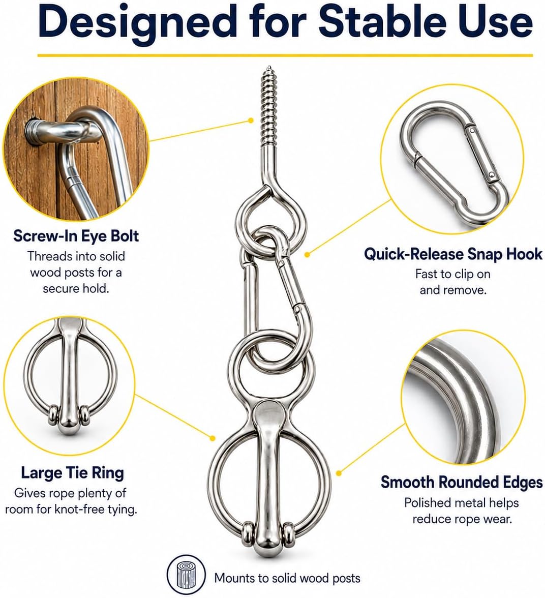 4 Pack Horse Tie Rings, 304 Stainless Steel Stable Tie Hardware