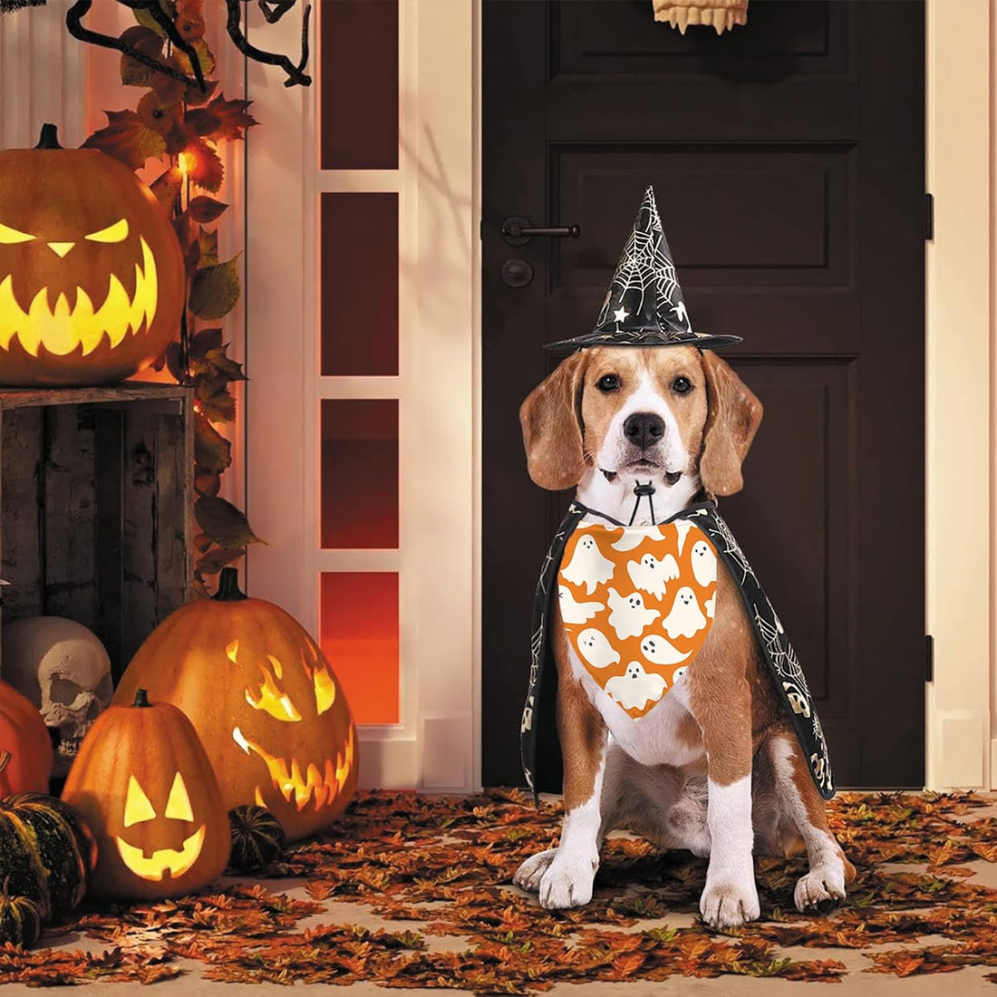 Halloween Dog Bandana Ghost Boo Scarf for Small Medium Large Dogs