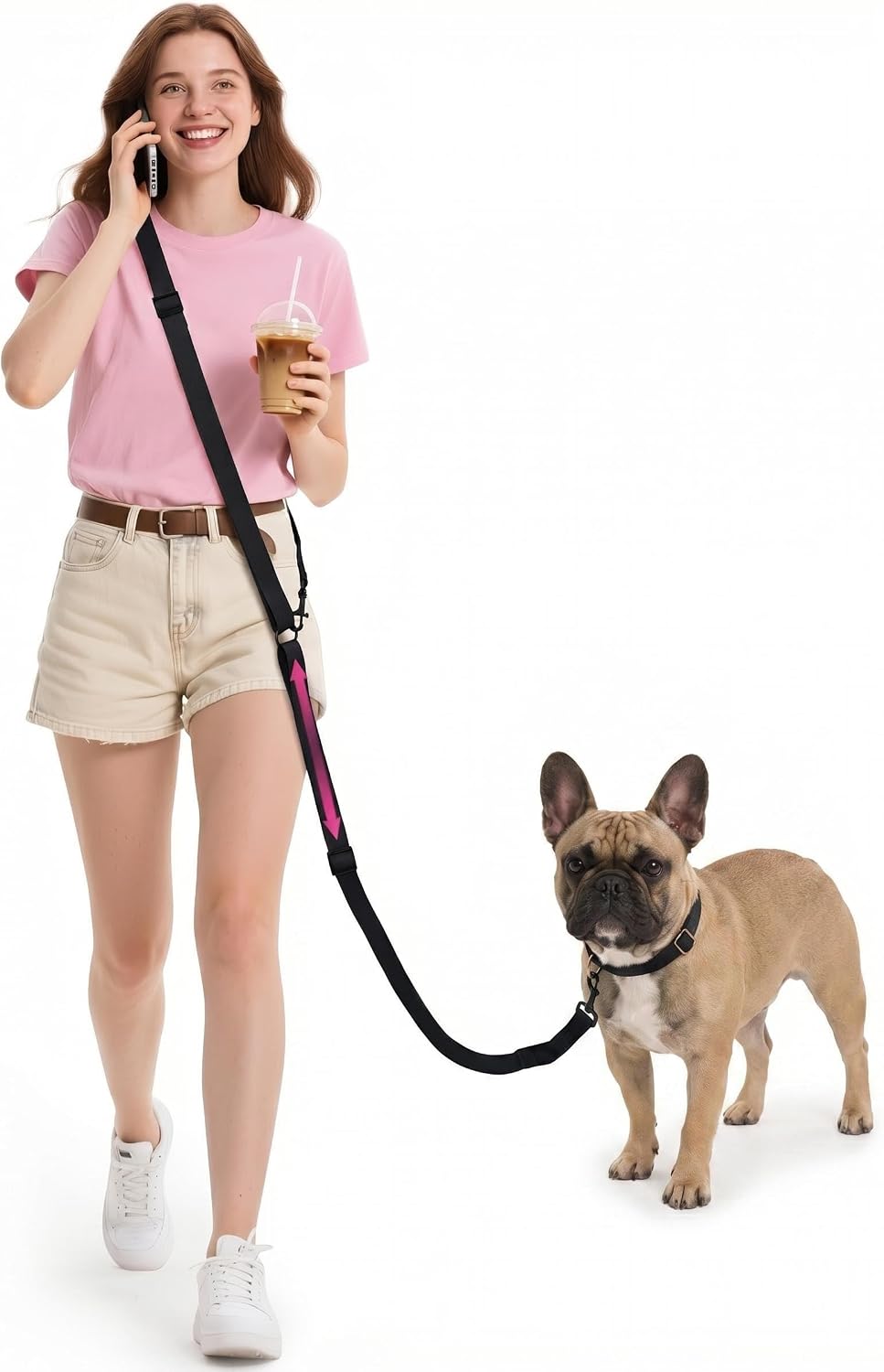 Hands Free Dog Leash, 5.9-10.1ft Crossbody Dog Leash & Waist-Wear