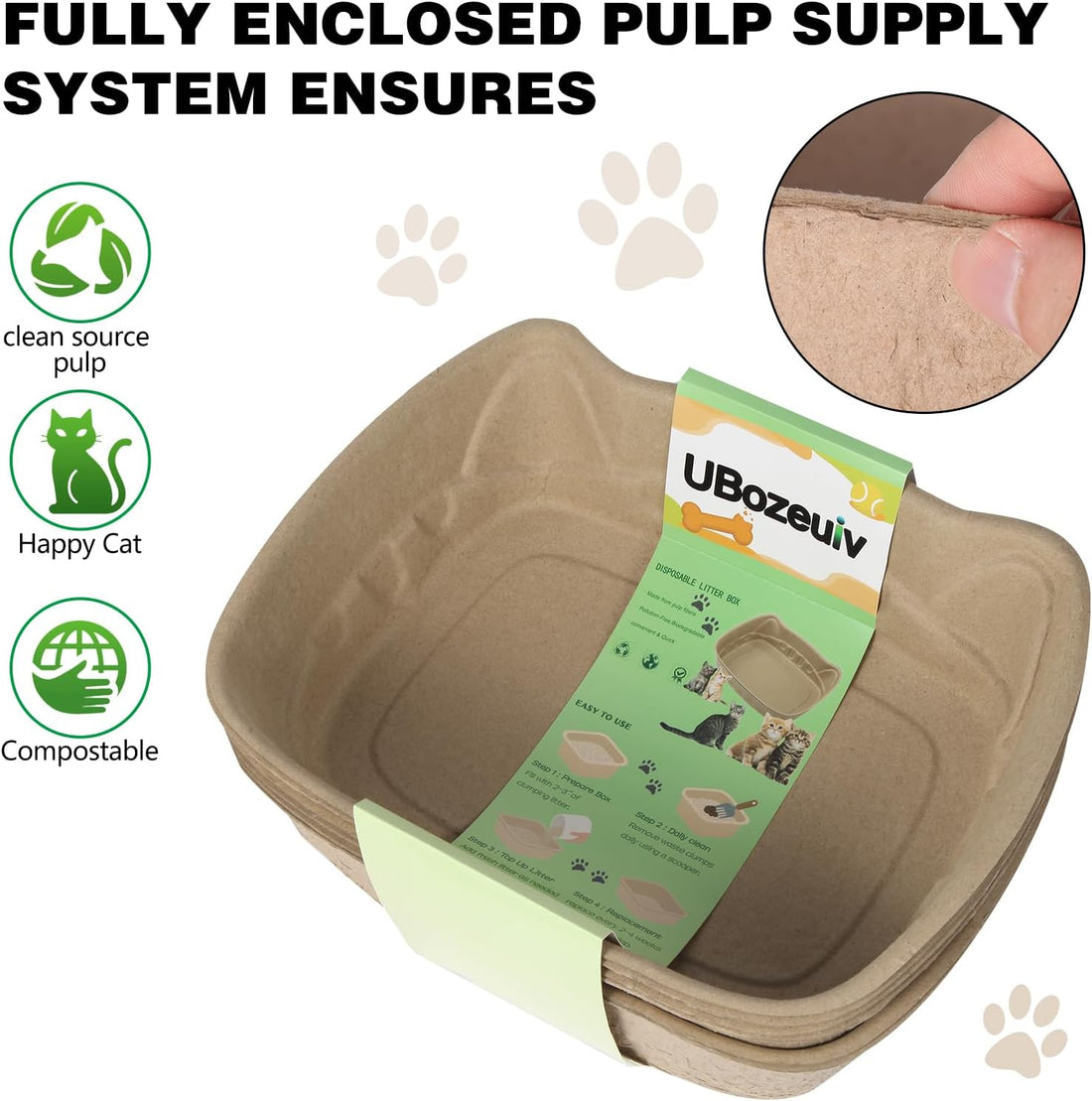 UBozeuiv Disposable Cat Litter Boxes 6-Pack, Compact Cat Ear Design