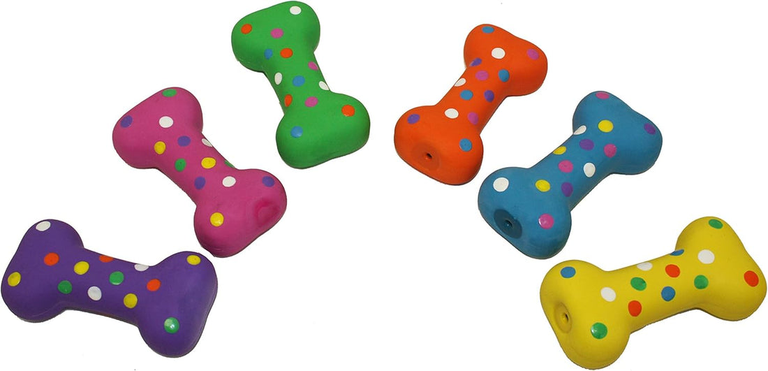 Multipet's Mini Globken Latex Plush Filled Polka Dot Chicken Dog Toy