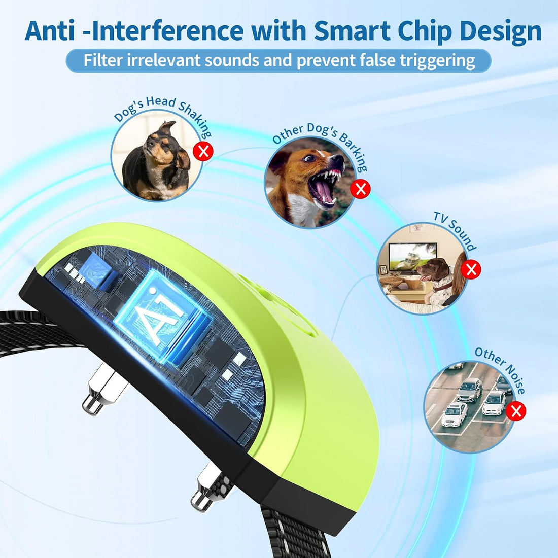 Smart Bark Collar for Large Dogs with 8 Adjustable Sensitivity Levels