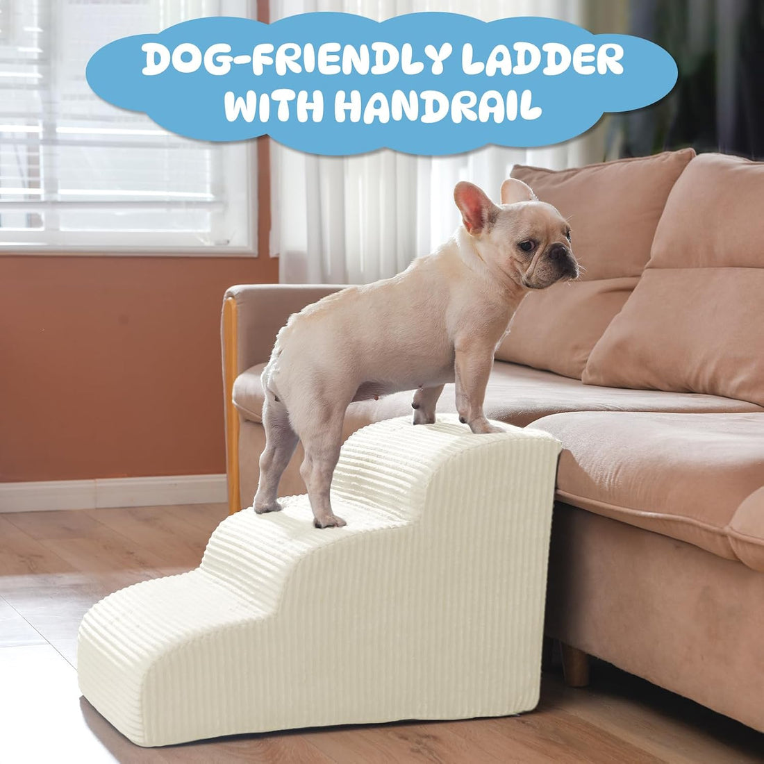 Mesa Lemon 3 Step Dog Stairs Pet Ramp for High Beds, Sofas and Cars