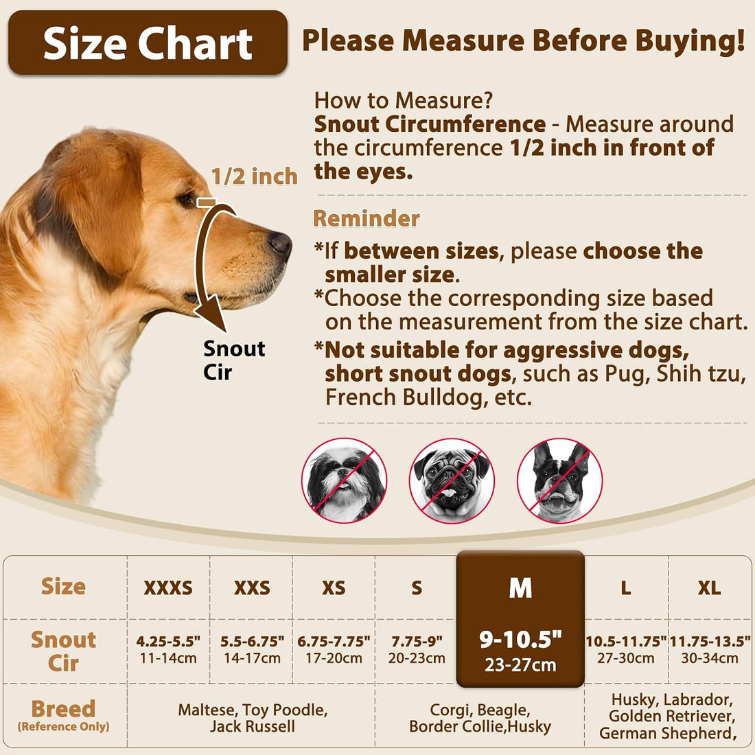 Crazy Felix Dog Muzzle Anti Eating for Small Medium Large Dogs