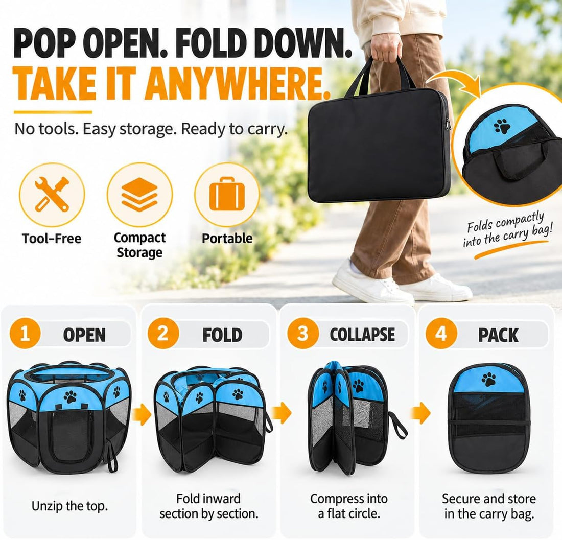 Whelping Box for Cats, Pop-up Playpen for Kittens and Mom