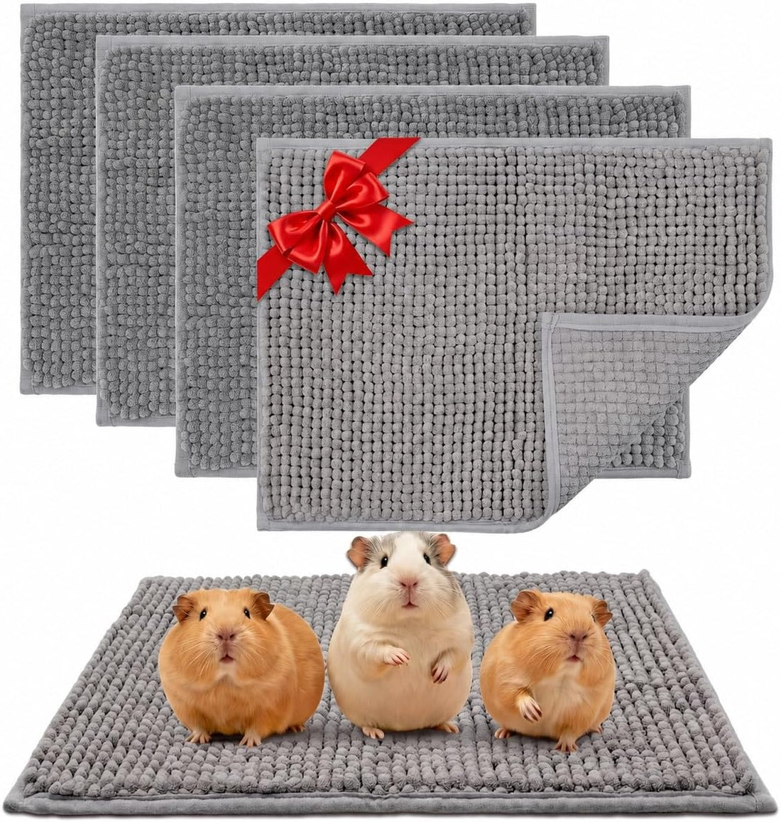 Guinea Pig Cage Liner, 4 PCS Washable Guinea Pig Bedding Fleece Mat