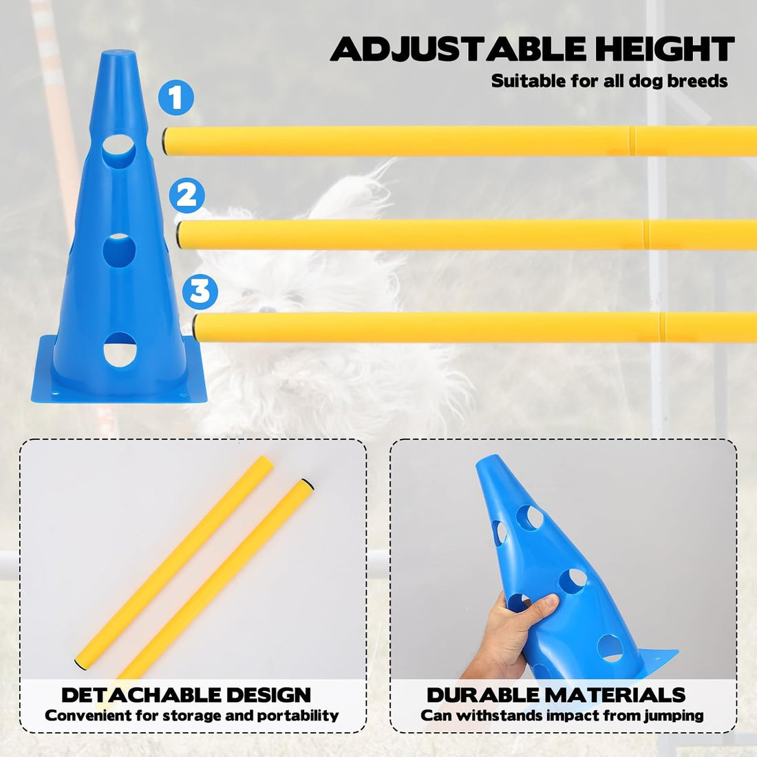 Dog Agility Hurdle Cone Set, 10er 12.5Inch Agility Cones and 5er