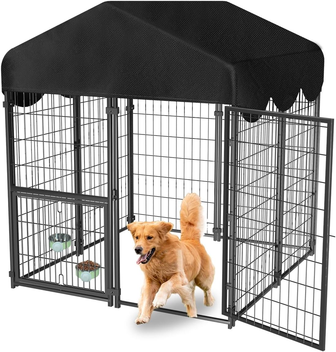 Heavy Duty Dog Kennel Outdoor, Covered Dog Kennels Outside with Roof