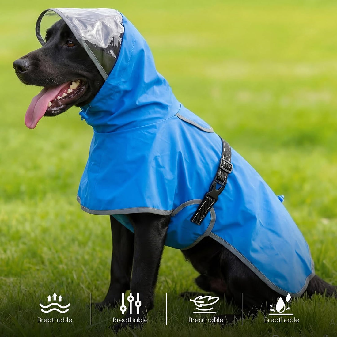 BRKURLEG Dog Raincoat, Waterproof Rain Jacket with Clear Hood