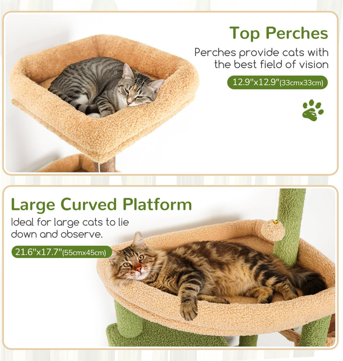 Globlazer Cactus Large Cat Tree for Large Cats, Tall Sturdy Cat Tower