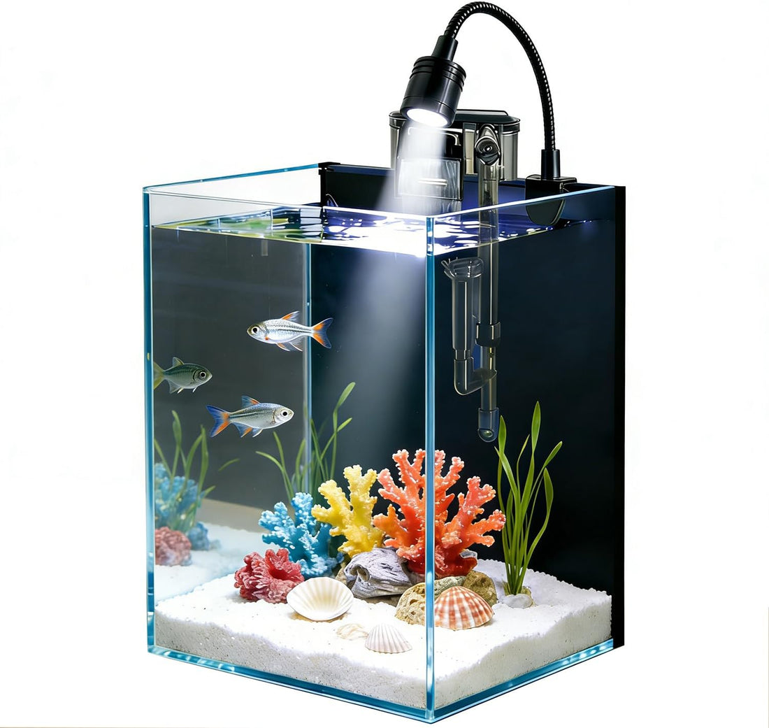 Betta Fish Tank kit,Small Nano Glass Fish Tank Start Kit