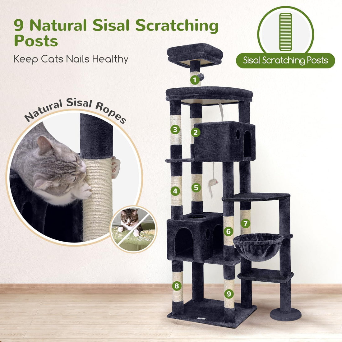 Globlazer Giant Cat Tree for Indoor Large Cats, 83in, F83