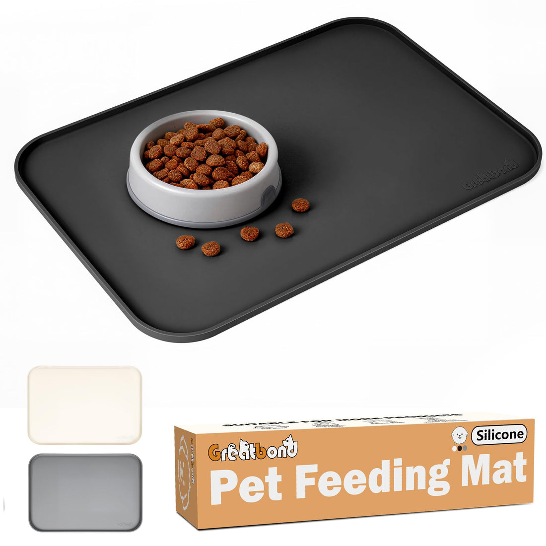 Greatbond 100% Waterproof Silicone Pet Feeding Mat,Warped Resistant