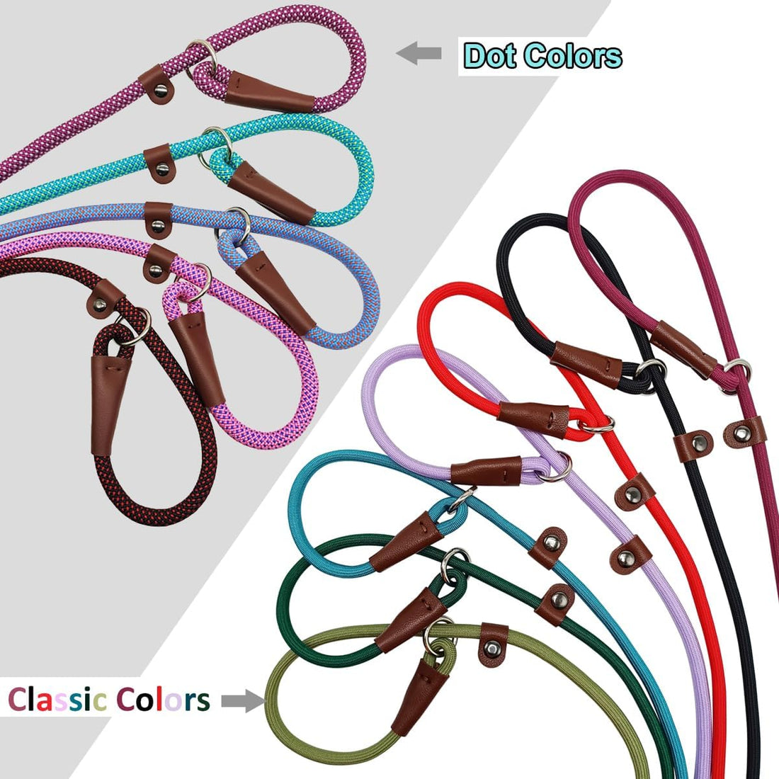 BTINESFUL 5FT 6FT 7FT Slip Lead Dog Leash, Strong Nylon Rope Leash