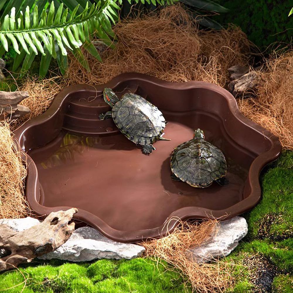 Turtle Bathing Pool, Reptile Feeding Dish Water Pot,Turtle Bathing Pot
