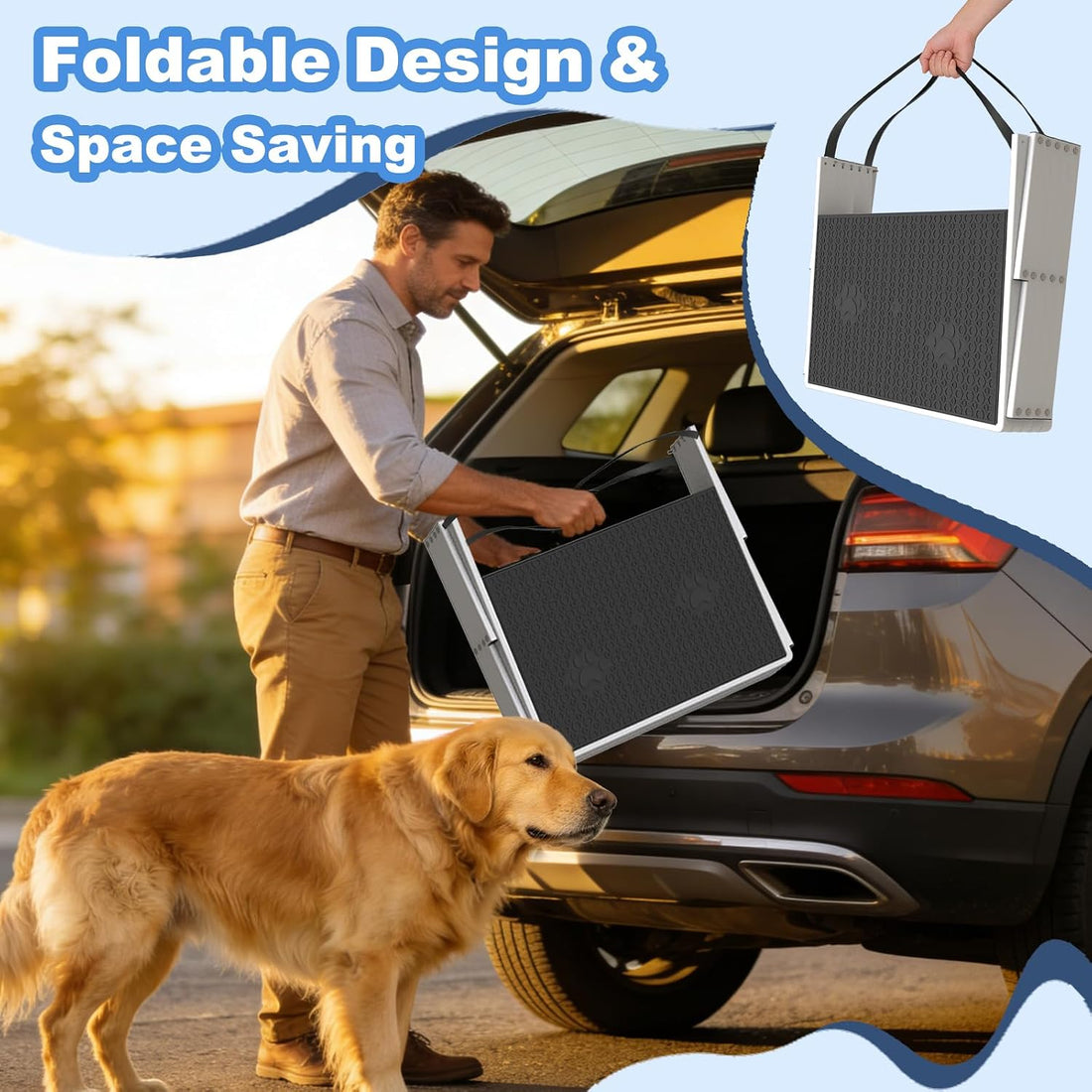 Dog Steps for Car & SUV – 5-Step Foldable Pet Stairs for Large Dogs