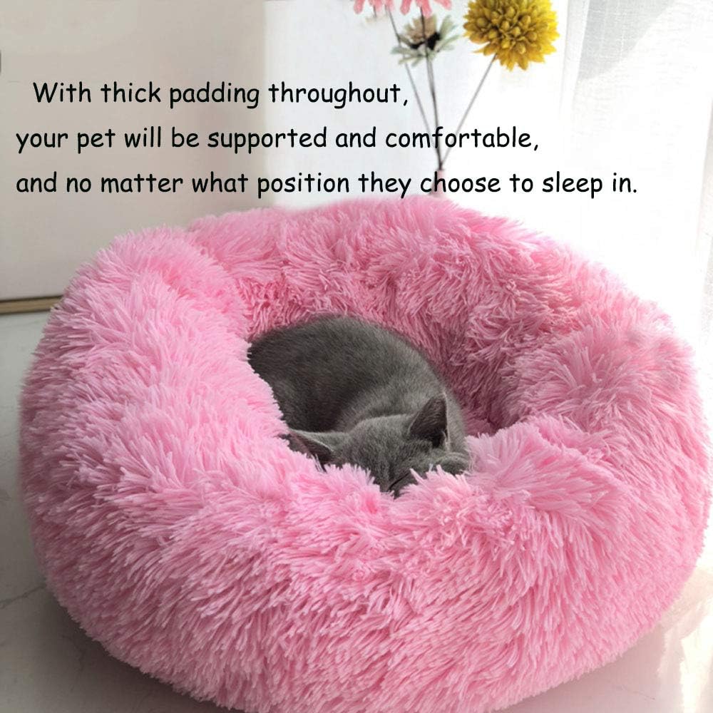 BODISEINT Modern Soft Plush Round Pet Bed for Cats or Small Dogs