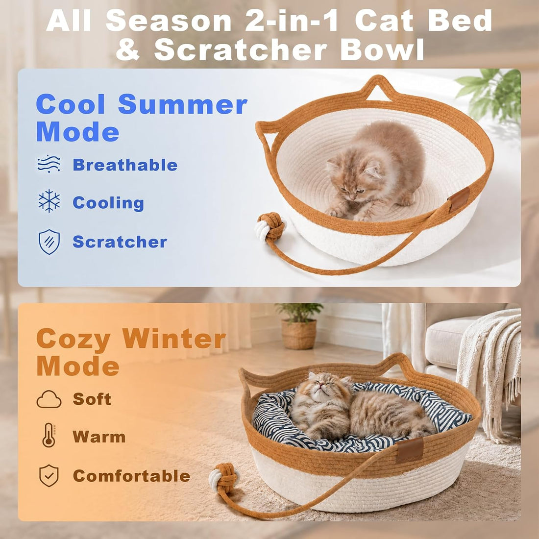 Stimuli Handwoven Cat Basket,Instinct Basket for Cats Basket Bed,Cat
