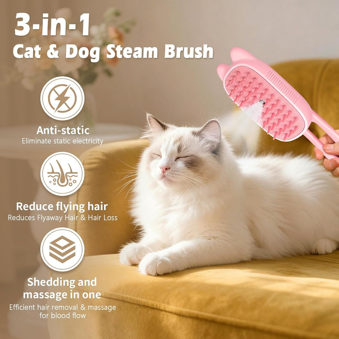 Pet Steam Brush for Dogs and Cats