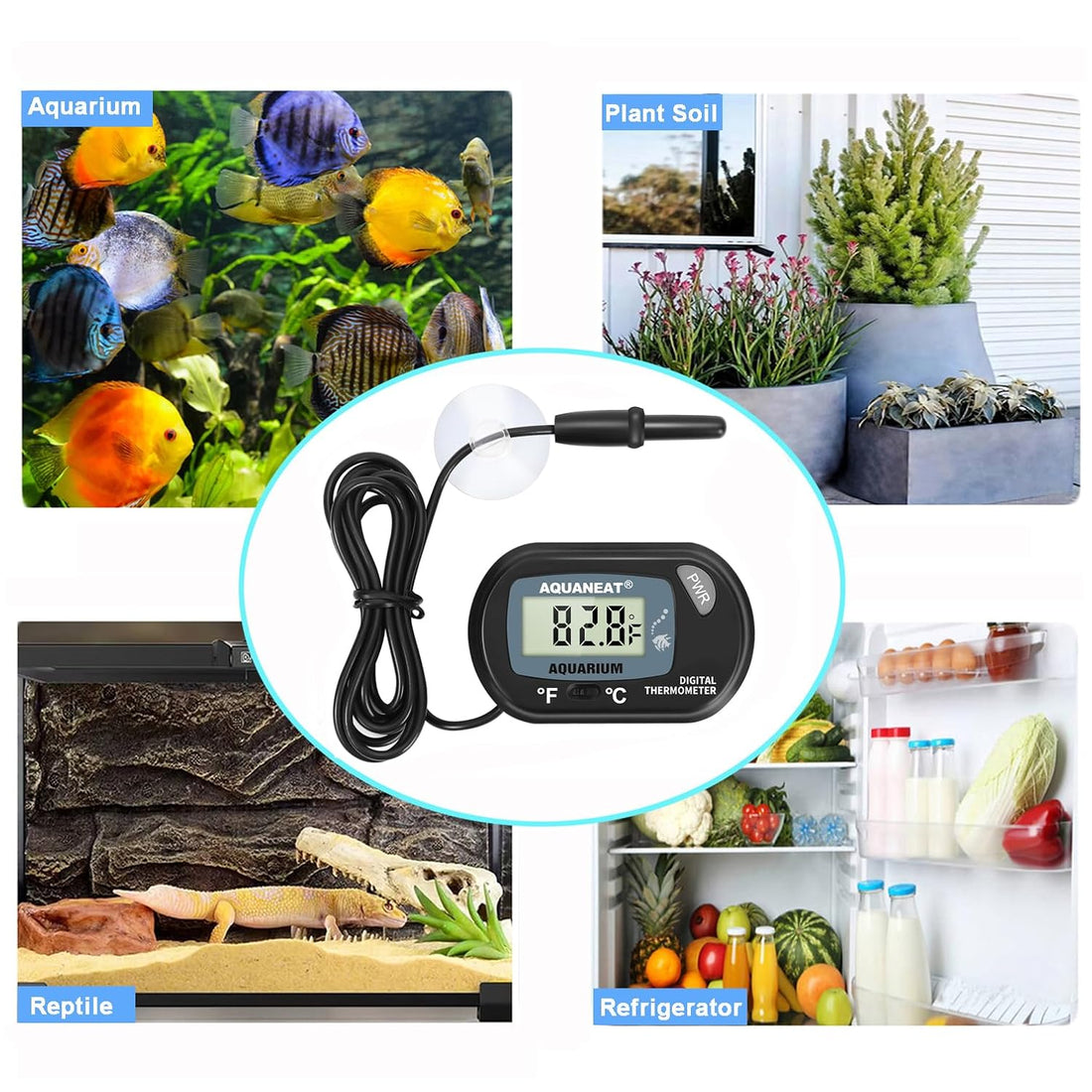 AQUANEAT Aquarium Thermometer, Fish Tank Thermometer
