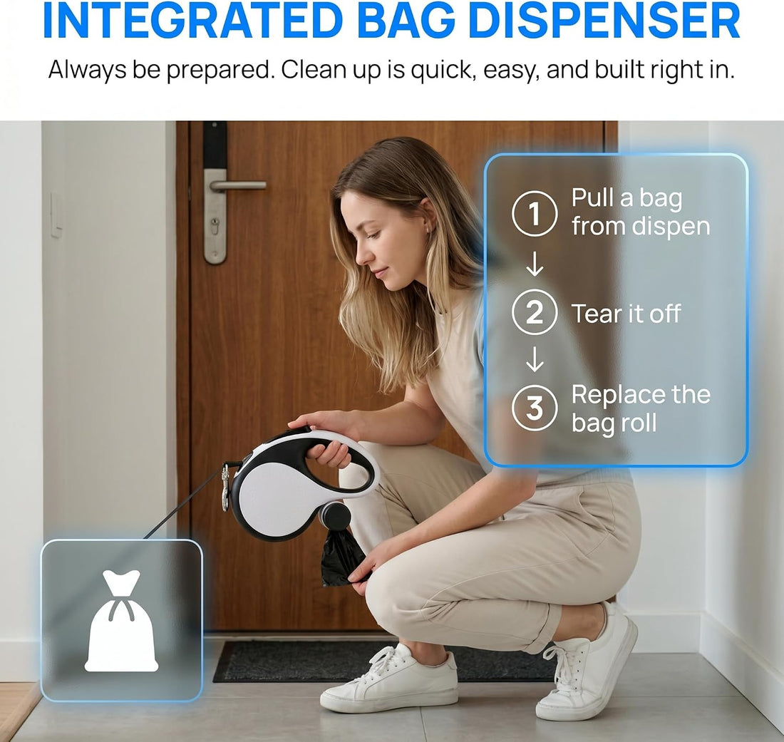 Retractable Dog Leash, White