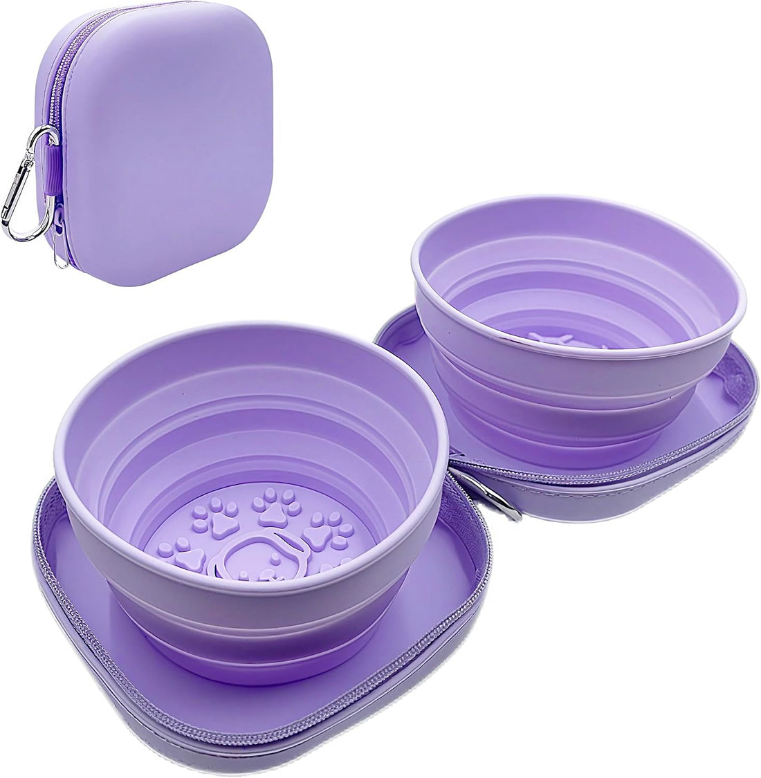 Portable Dog Bowl, Collapsible 2-in-1 Travel Dog Bowls with Carabiner