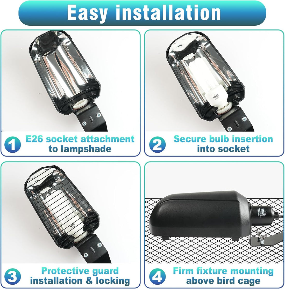 LUCKY HERP Bird Cage Lighting Fixture Combo Kit