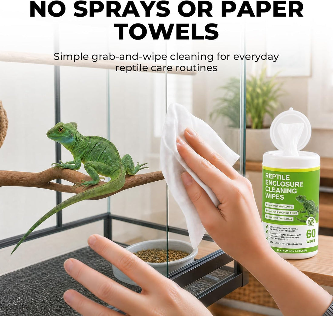 Reptile Enclosure Cleaning Wipes, Unscented Terrarium & Tank Cleaner