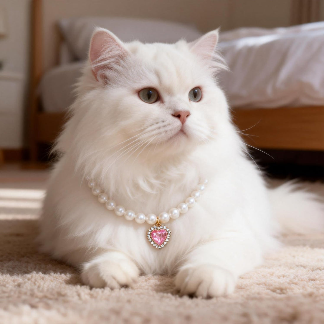 Cat Dog Sparkle Jewelry Pearl Collar Puppy Kitten Rhinestone Pendant