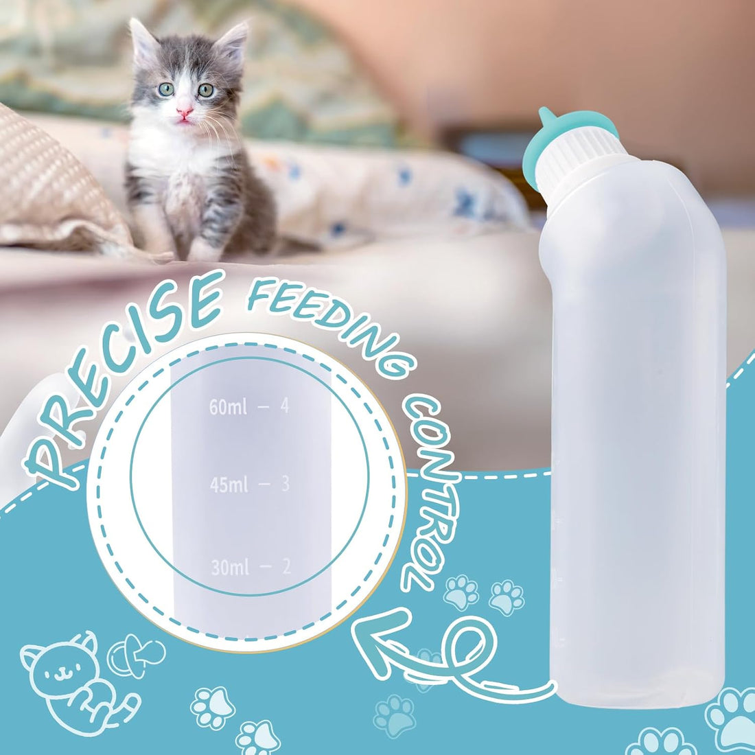 5Pack Kitten Bottle for Nursing Puppy Milk Kitten Bottles Feeding Kit