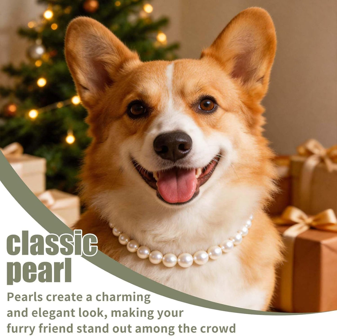 1 White Dog Pearl Necklace, Adjustable Pearl Necklace for Small Dogs