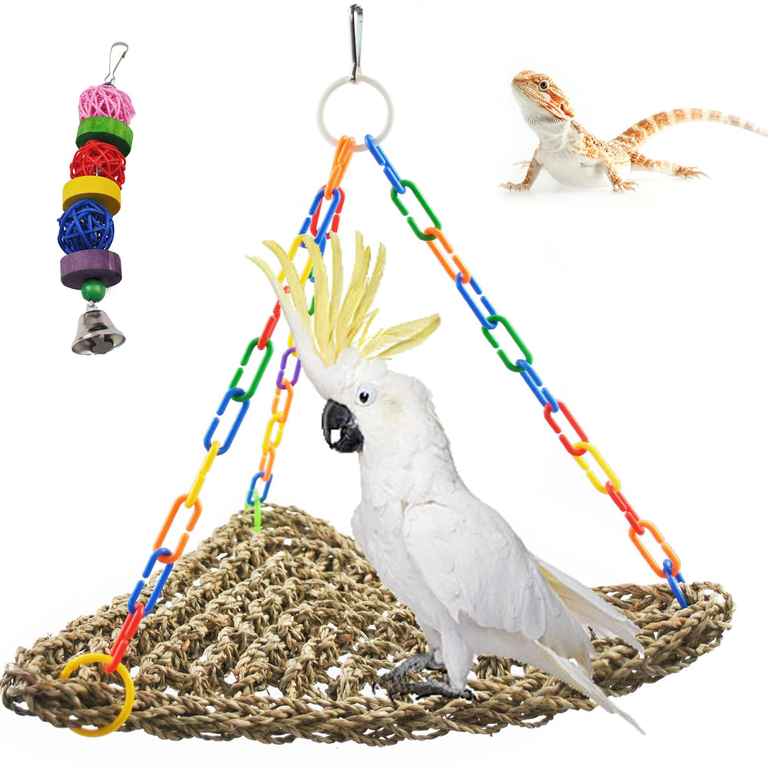 MUYG Large Seagrass Mat for Birds,Triangle Cockatiel Seagrass Hammock