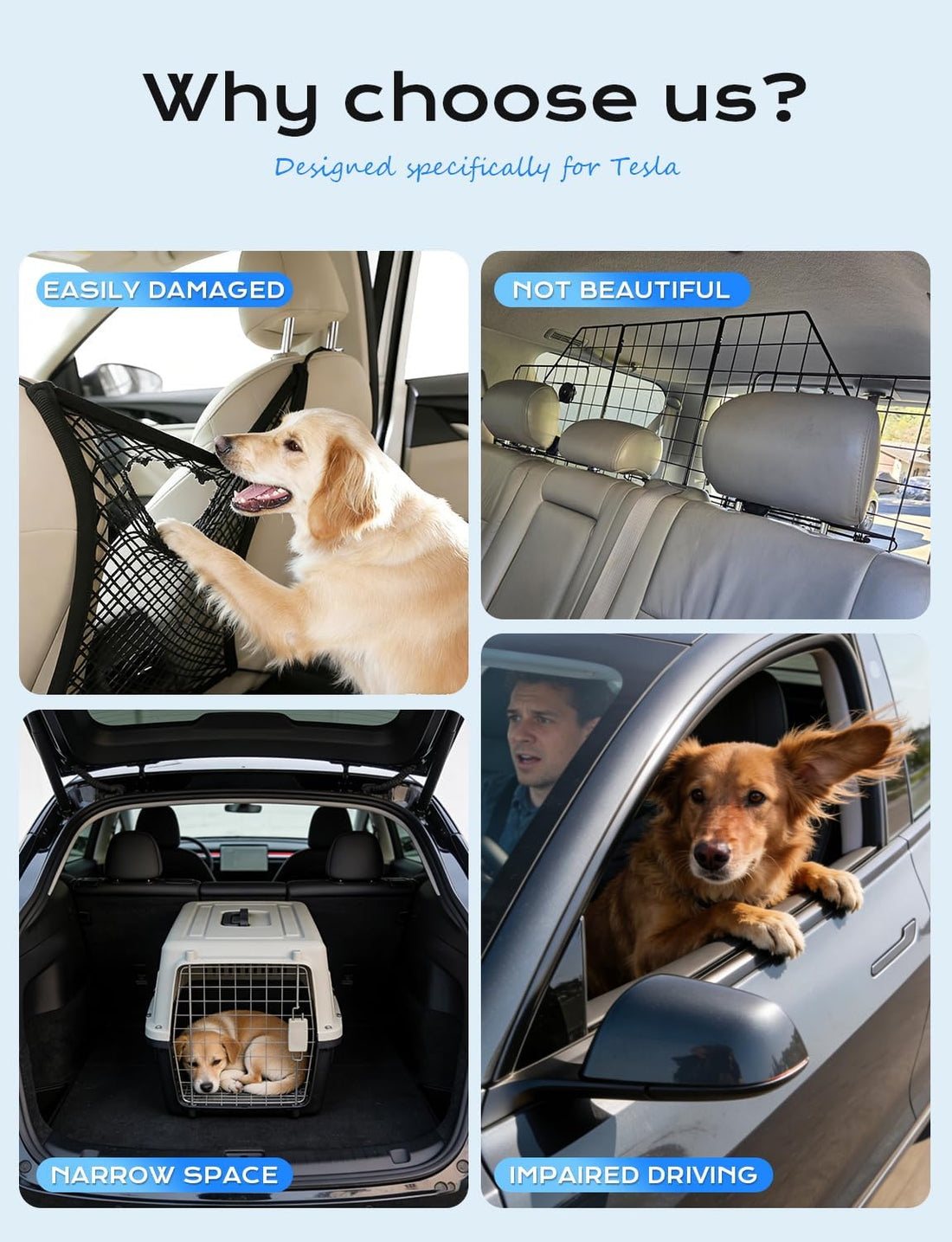 for Tesla Model Y Juniper Dog Barrier Adjustable Large Pet Protective