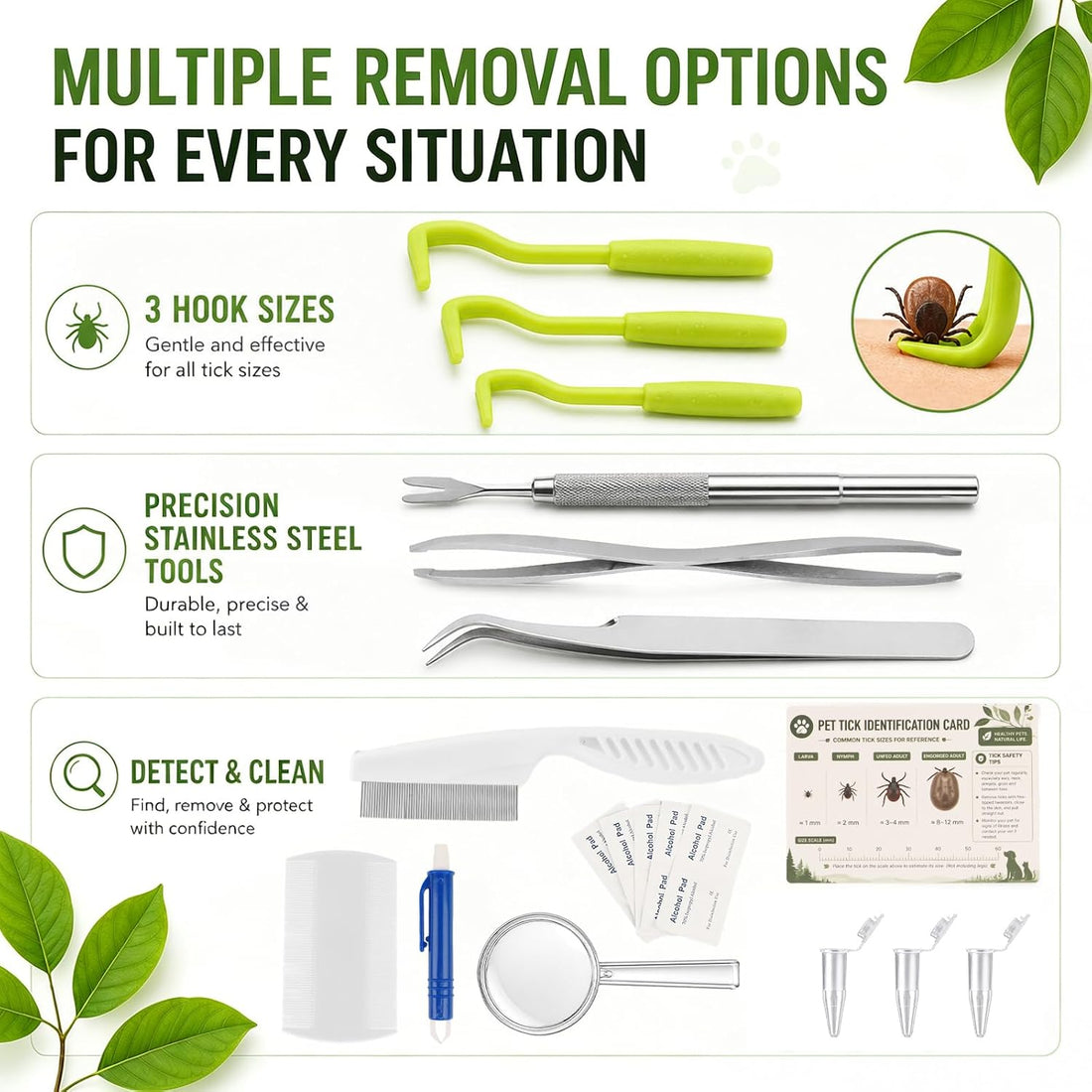 20 PCS Tick Removal Tool for Dogs, Stainless Steel Tick Puller Remover
