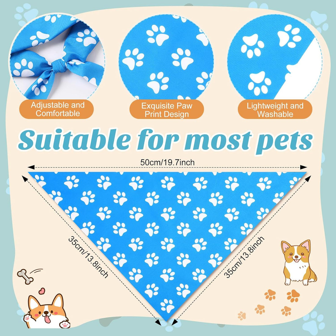 50 Pcs Halloween Dog Bandanas Bulk, Pumpkin Ghost Bat Skull Pattern