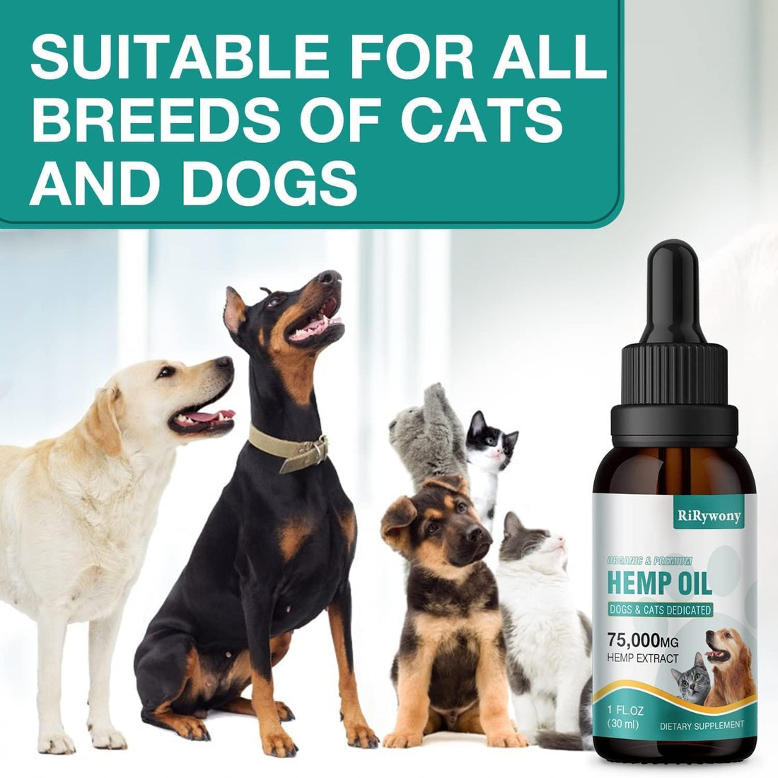 2 Pack Hemp Oil for Dogs & Cats- Helps Pets with Аnxiety, Pаin, Strеss