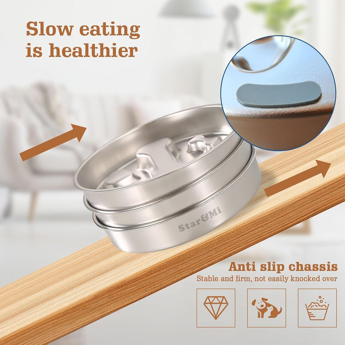 Stainless Steel Slow Feeder Dog Bowls