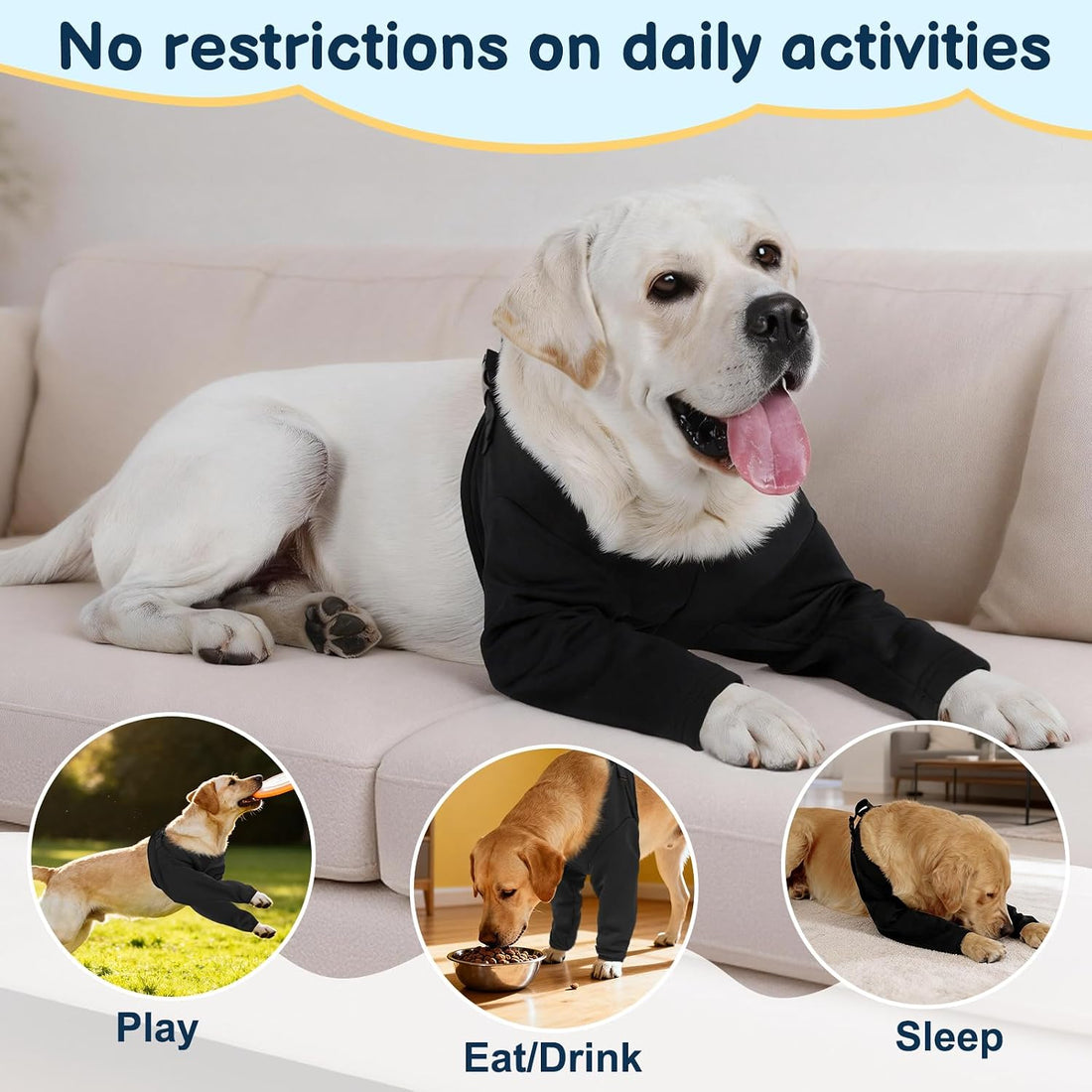 BARKLESS Dog Front Leg Sleeve to Prevent Licking, Soft Recovery Suit
