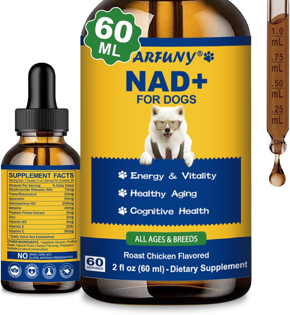 NAD+ Longevity Supplement for Senior Dogs, Vitality, Cognitive Health