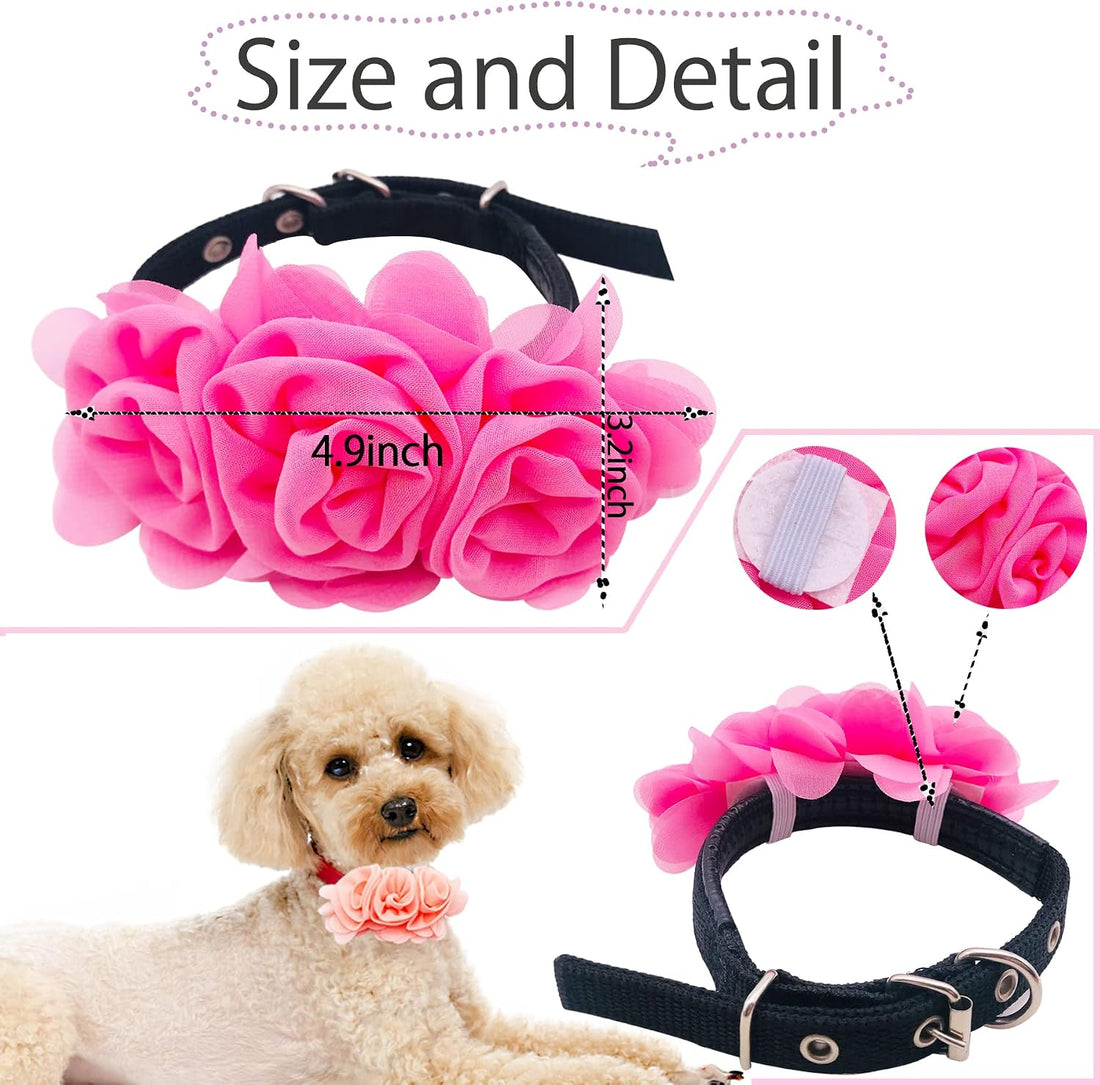 4PCS Dog Collar Flower Pink Attachment Bow Slider Charm for Large Dog