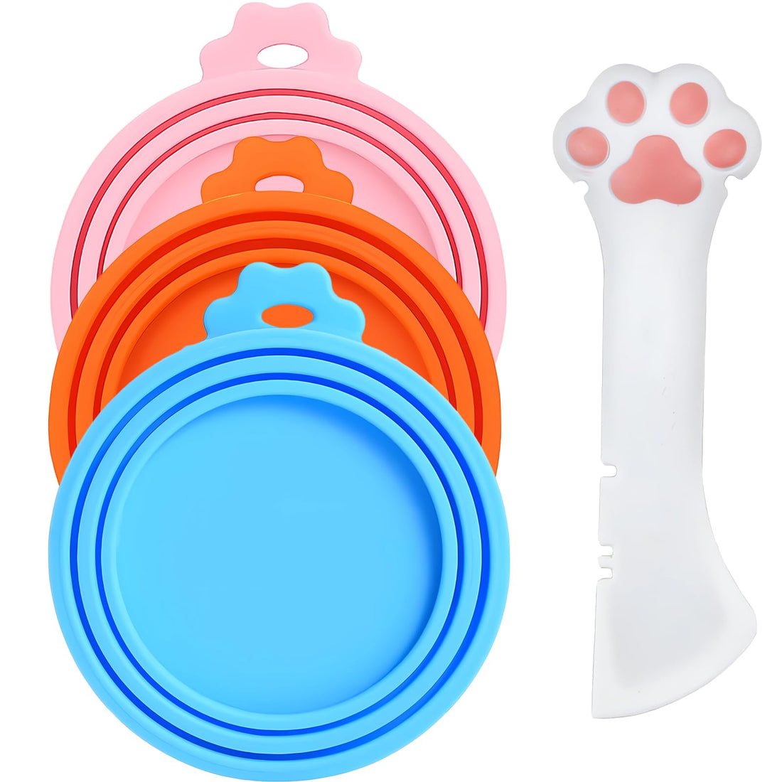 Giozoc Cat Food Can Covers Lids & White Spoon
