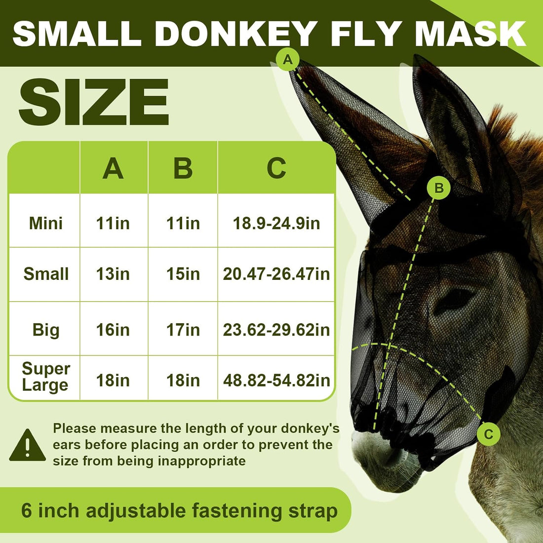 1 Pcs Mini Donkey Fly Mask with Ear Protection, Rose Red