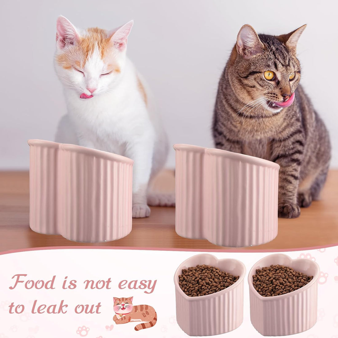 Mumufy 2 Pcs Ceramic Elevated Cat Bowls Tilted Elevated Raised Pet