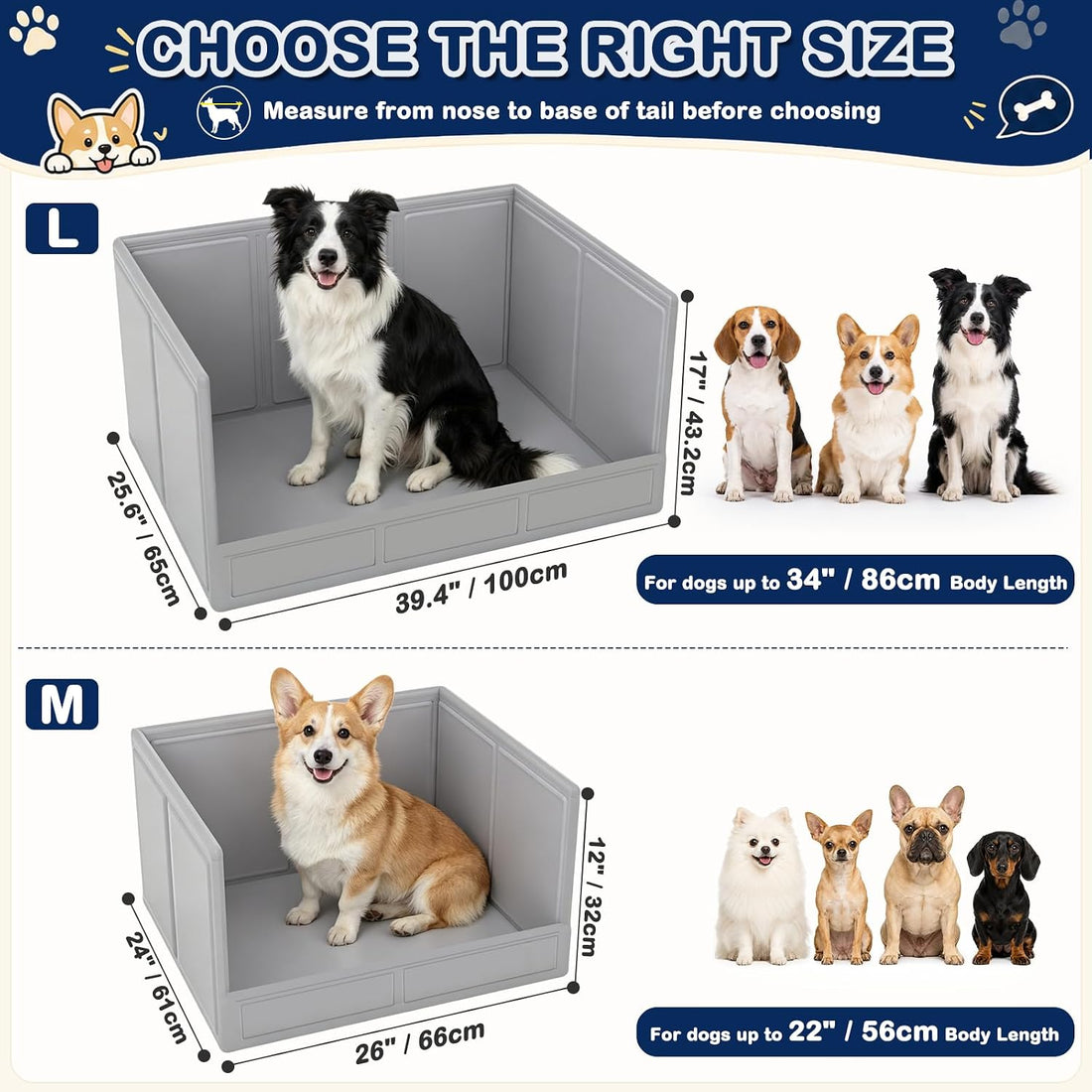 BoYata Dog Litter Box with High Walls